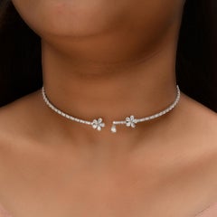 Collier ras-du-cou de mariage en or blanc 18 carats, orné de diamants naturels de 3,33 carats de formes variées