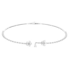 Collier ras-du-cou de mariage en or blanc 18 carats, orné de diamants naturels de 3,33 carats de formes variées