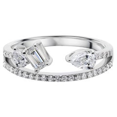 18k White Gold Multi Shape Natural Diamond Open Band Ring
