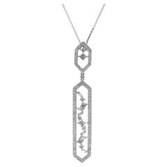 18K White Gold Multi-Shaped Geometric Drop Necklace