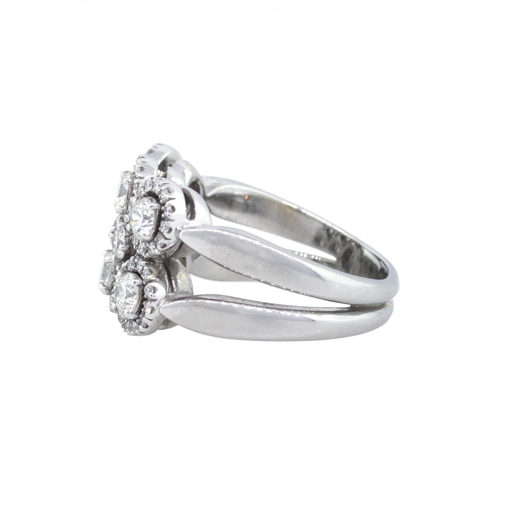 Material: 18k White Gold
Diamond Details: Approximately 2ctw of Diamonds. Diamonds are G/H in color and VS in clarity.
Ring Size	: 9
Total Weight:  13.7g (8.8dwt)
Measurements: 0.56