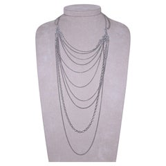 Mehrreihige Diamant-Halskette aus 18K Weißgold