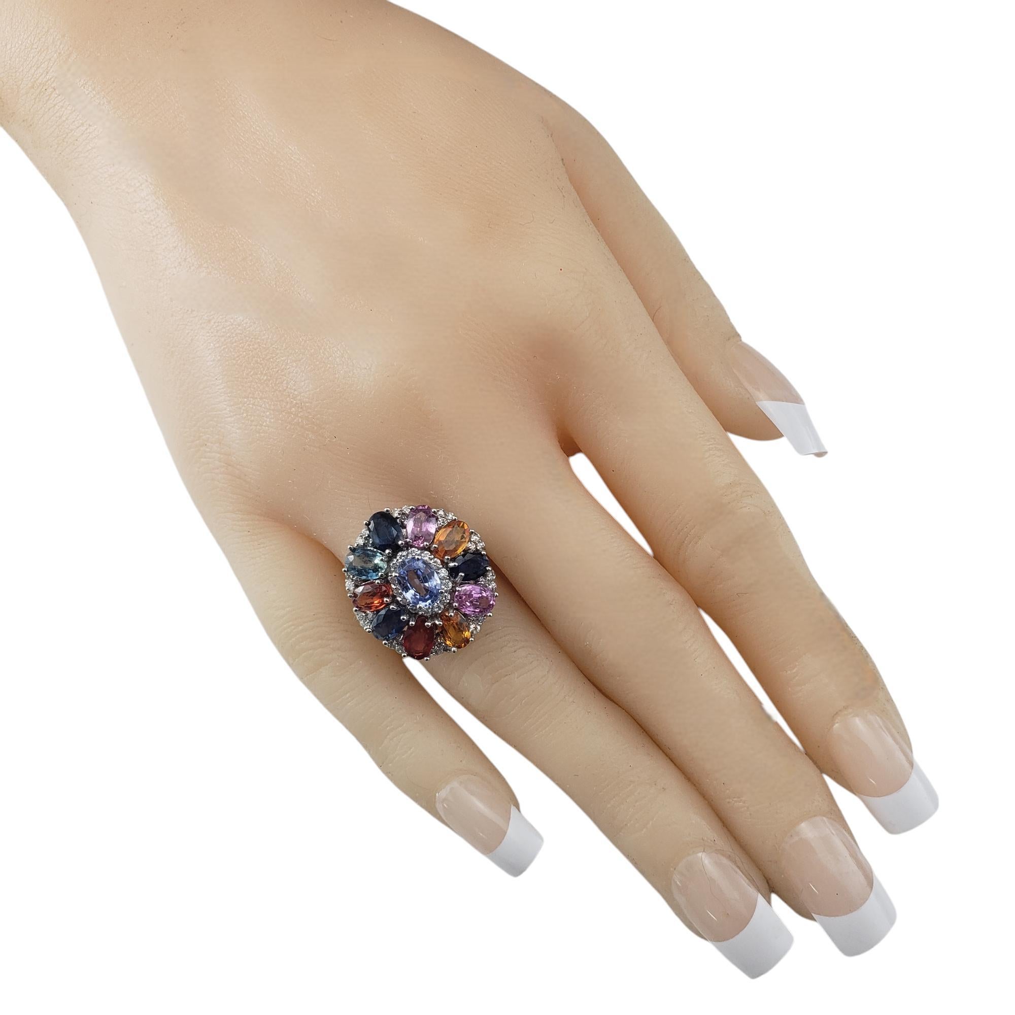 Anello in oro bianco 18 carati con zaffiro e diamante multicolore, misura 7  #20721 in vendita 1