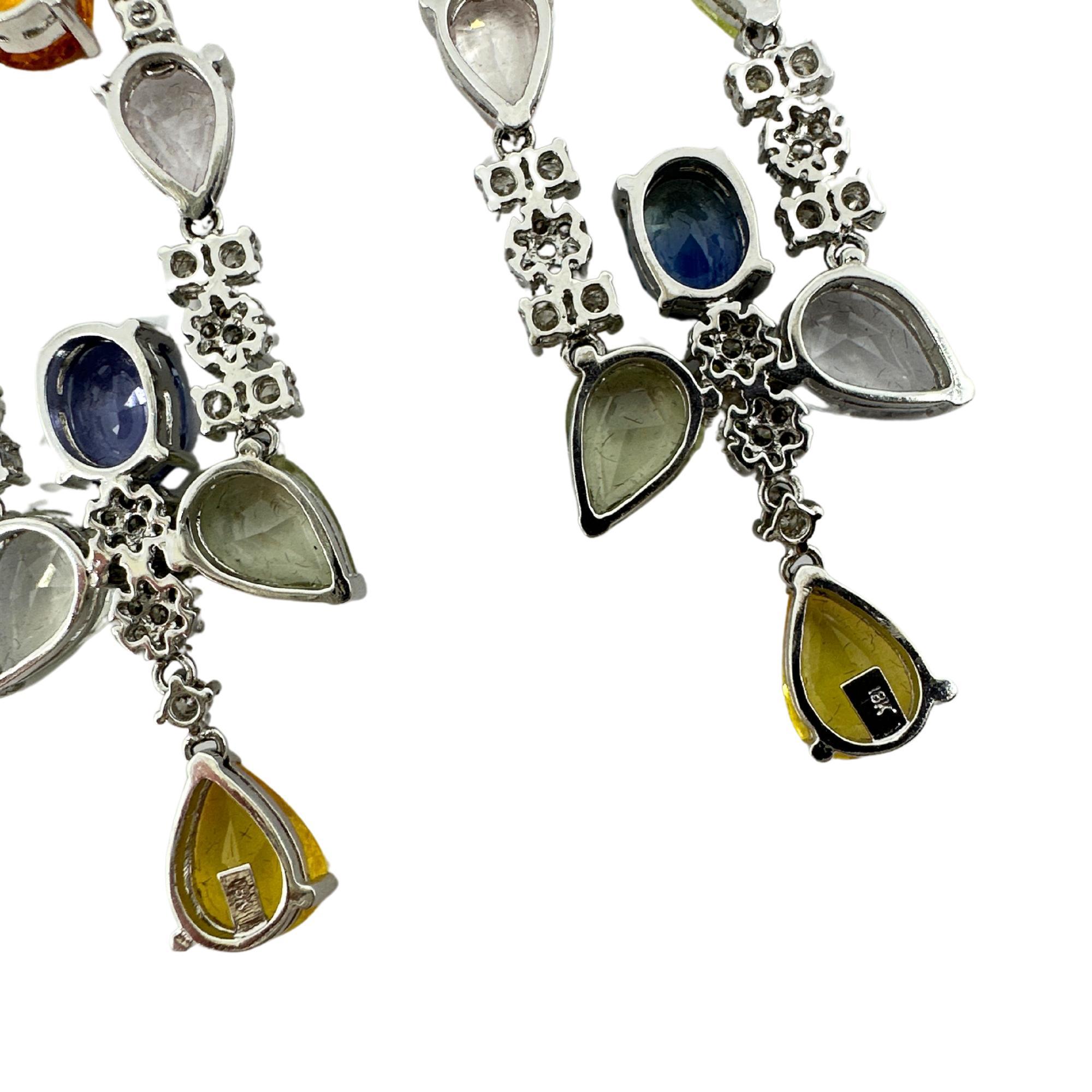 Pendientes Gota Zafiro Multicolor Oro Blanco 18k en venta 1