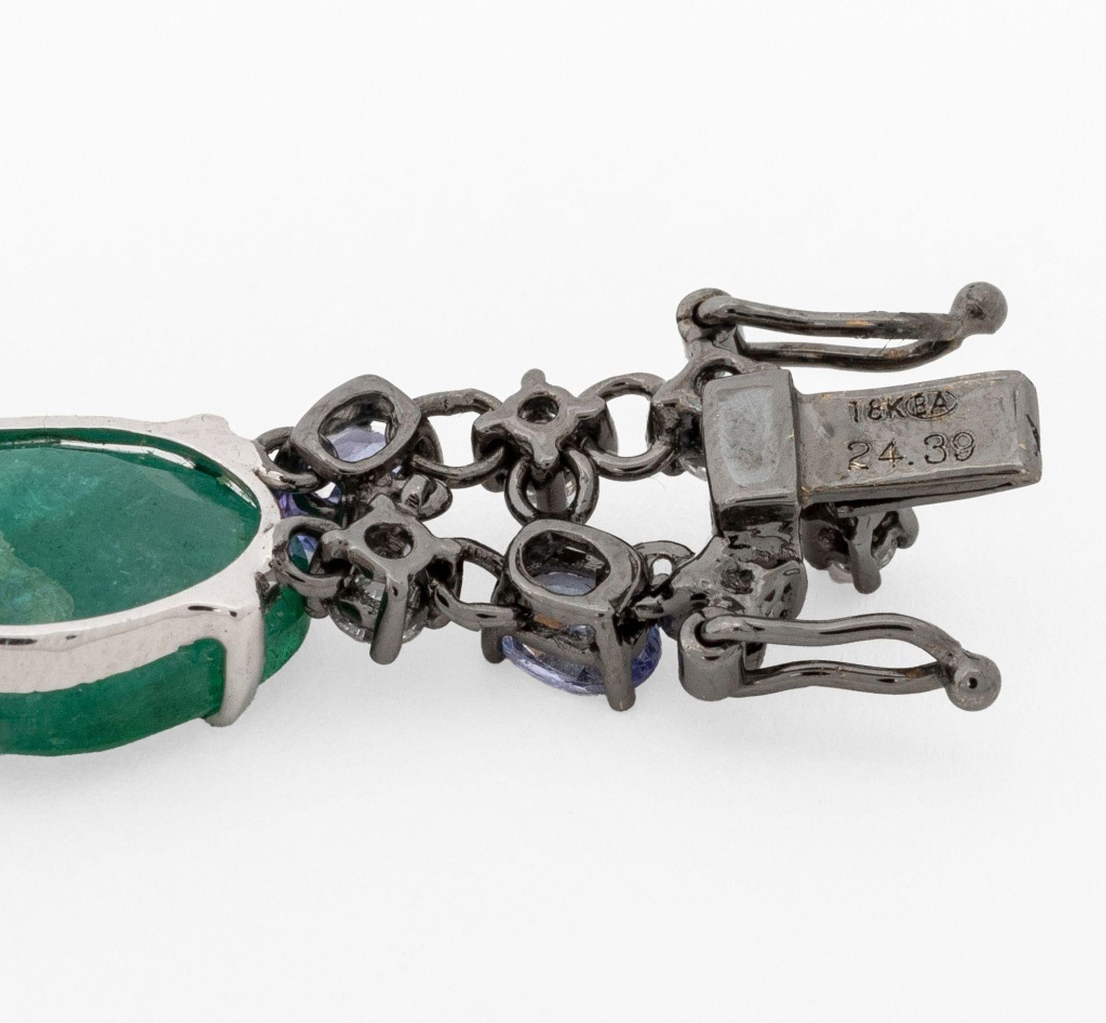 Donna 18K White Gold Multicolored Stone Diamond Bracelet in vendita