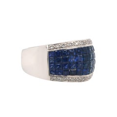 18 Karat White Gold Mystery Set Sapphire Estate Band Ring