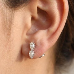 18k White Gold Natural 0.76 Carat SI/H Diamond Minimalist Stud Earrings