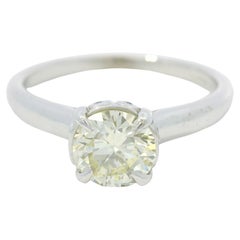 18K White Gold Natural 0.77 Carat Round Brilliant Cut Diamond Engagement Ring