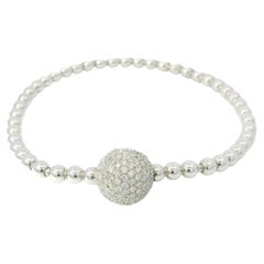 18K White Gold Natural 0.83 Carat Diamond Flexible Ball Bracelet In Stock