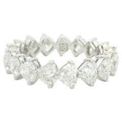 18K White Gold Natural 4.25 Carat Heart Shape Diamond Eternity Ring In Stock