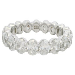 18K White Gold Natural 4.60 Carat Oval Cut Diamond Eternity Band In Stock