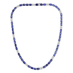 Collar de oro blanco de 18 quilates con zafiro azul natural de 29,85 quilates, regalos de aniversario de boda