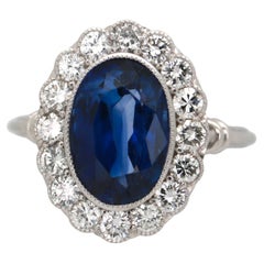 Anello in oro bianco 18 carati Nature 6ct zaffiro e diamante Princess Diana entourage.