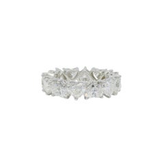 18k White Gold Natural 7.14 Carat Heart Shape Diamond Eternity Ring In Stock
