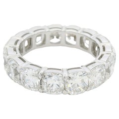 18K White Gold Natural 7.59 Carat Cushion Cut Diamond Eternity Band In Stock