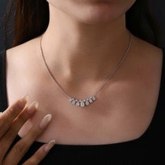 18K White Gold Natural Baguette Diamond Teardrop Necklace, 0.89ct  Gift for Her