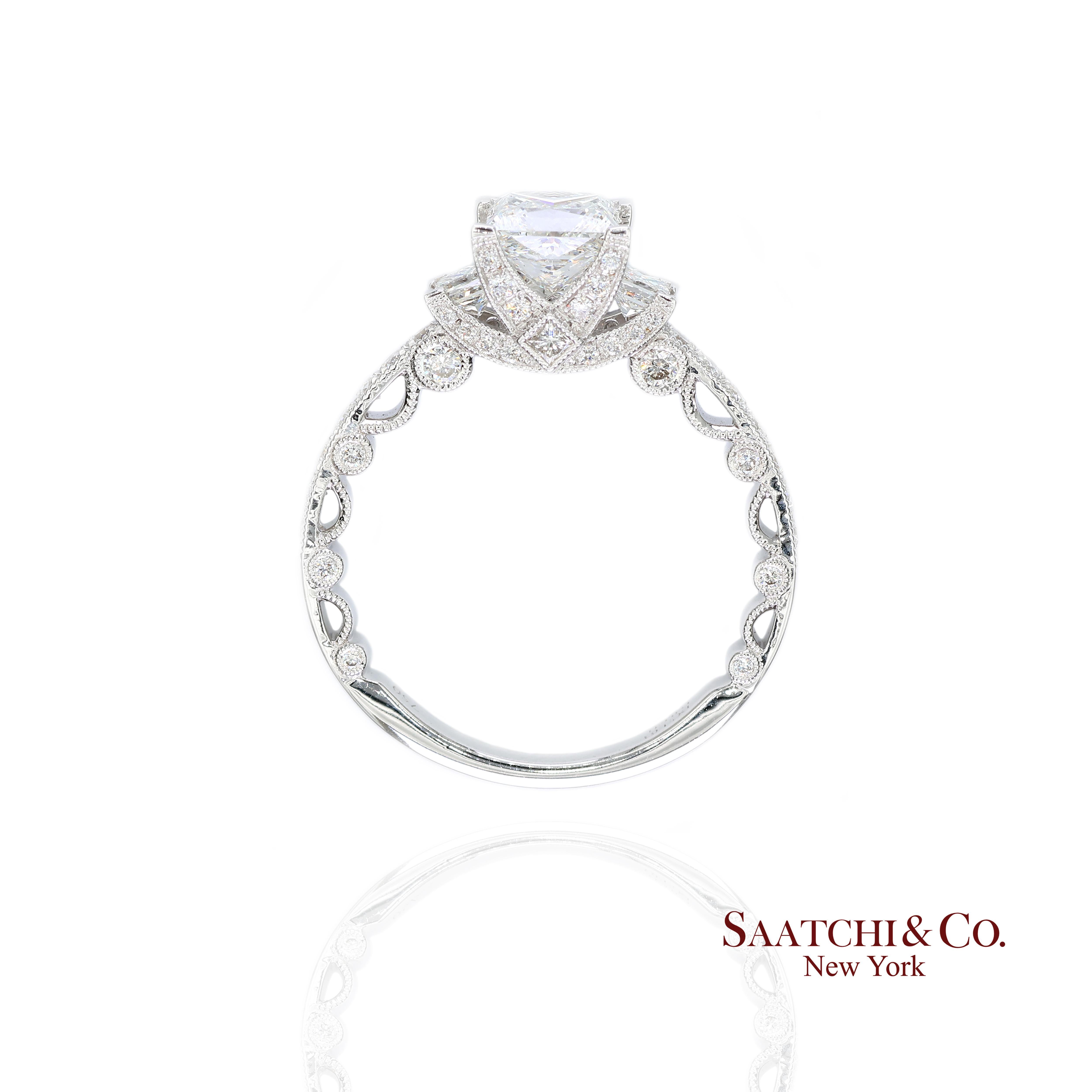 Bague solitaire en or blanc 18K diamant naturel brillant Unisexe en vente