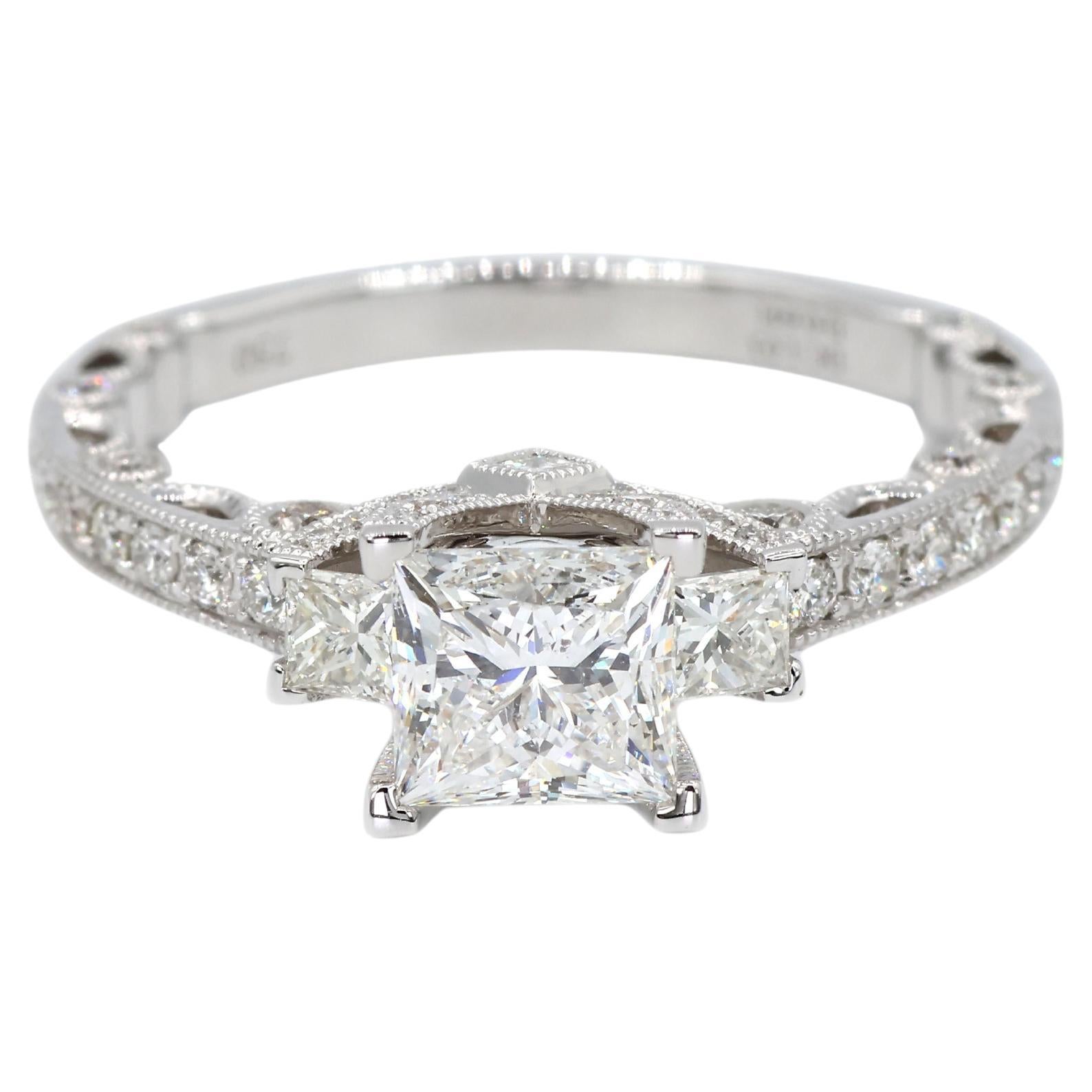 18K Weißgold Natürlicher Brillant Diamant Solitär Ring
