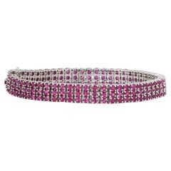 Used 18K White Gold **Natural Burmese** Ruby Bracelet with 7.50 Ct, NGI Cert