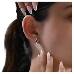 18k White Gold Natural Diamond 2.34Ct Pear Cut Graduating Linear Drop Earrings