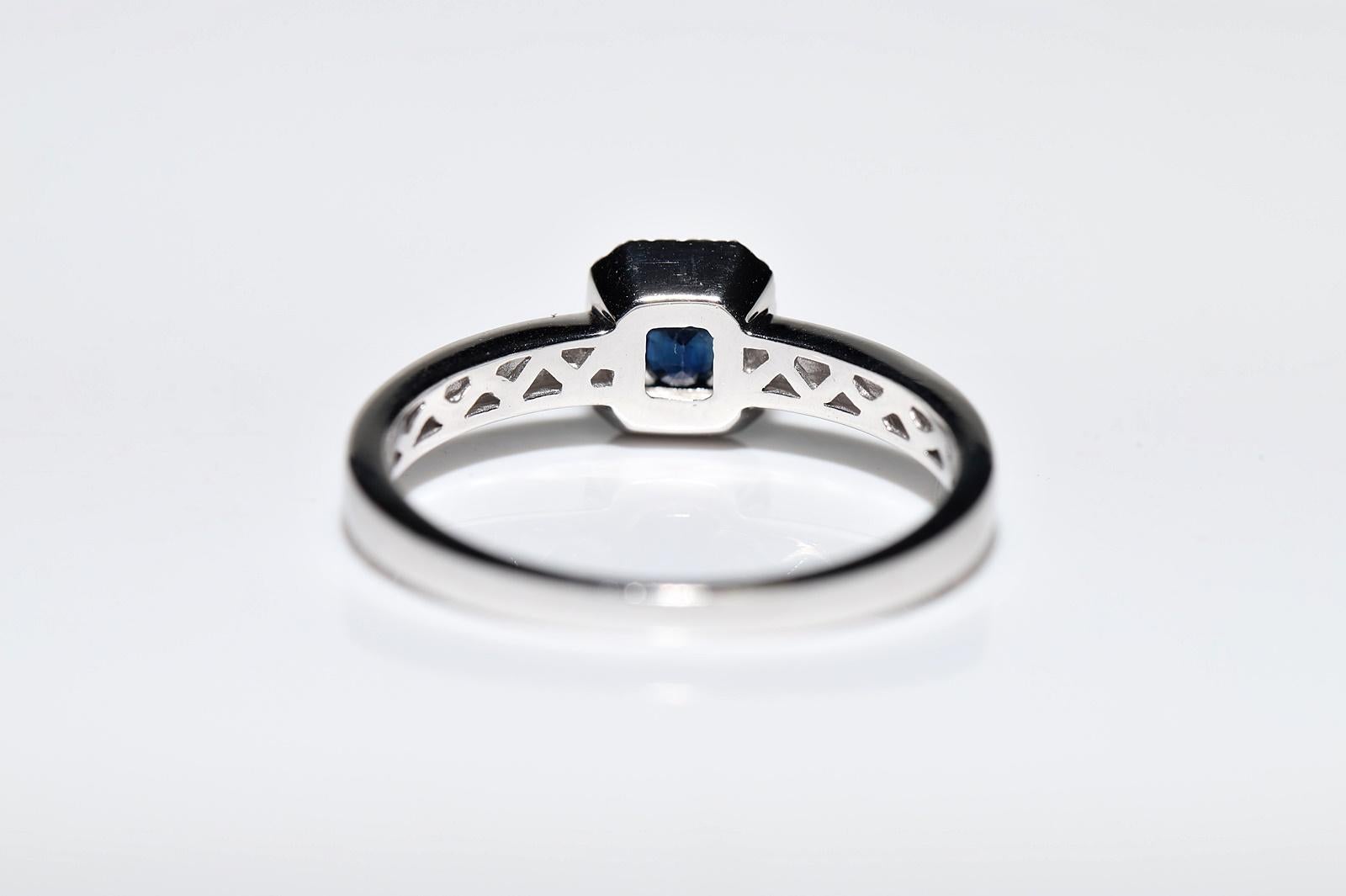 18 Karat Weißgold Dekorierter Ring mit natürlichem Diamant und Saphir im Angebot 5
