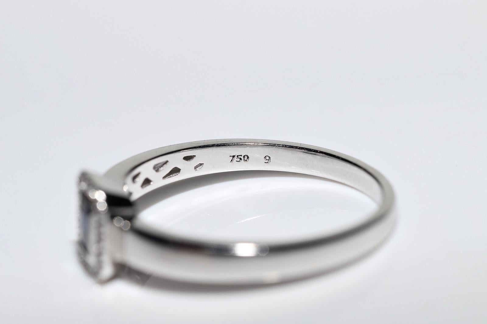 18 Karat Weißgold Dekorierter Ring mit natürlichem Diamant und Saphir im Angebot 6