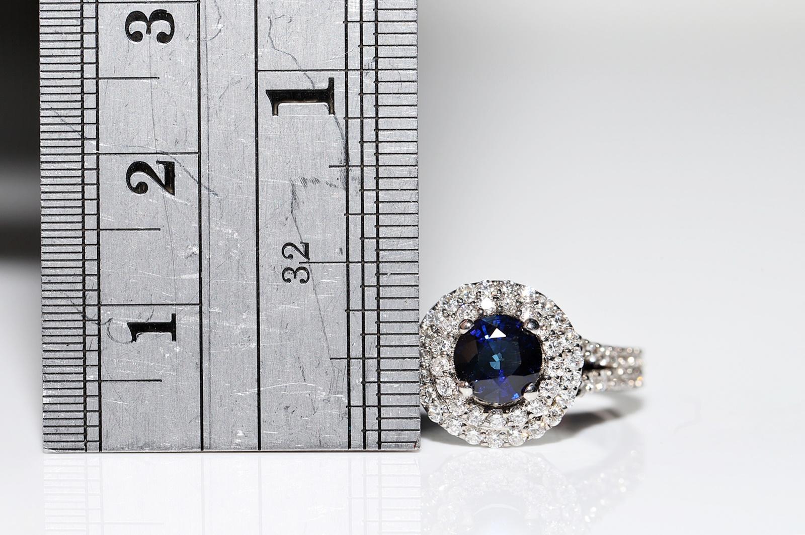 18k White Gold Natural Diamond And Sapphire Decorated Ring im Angebot 7