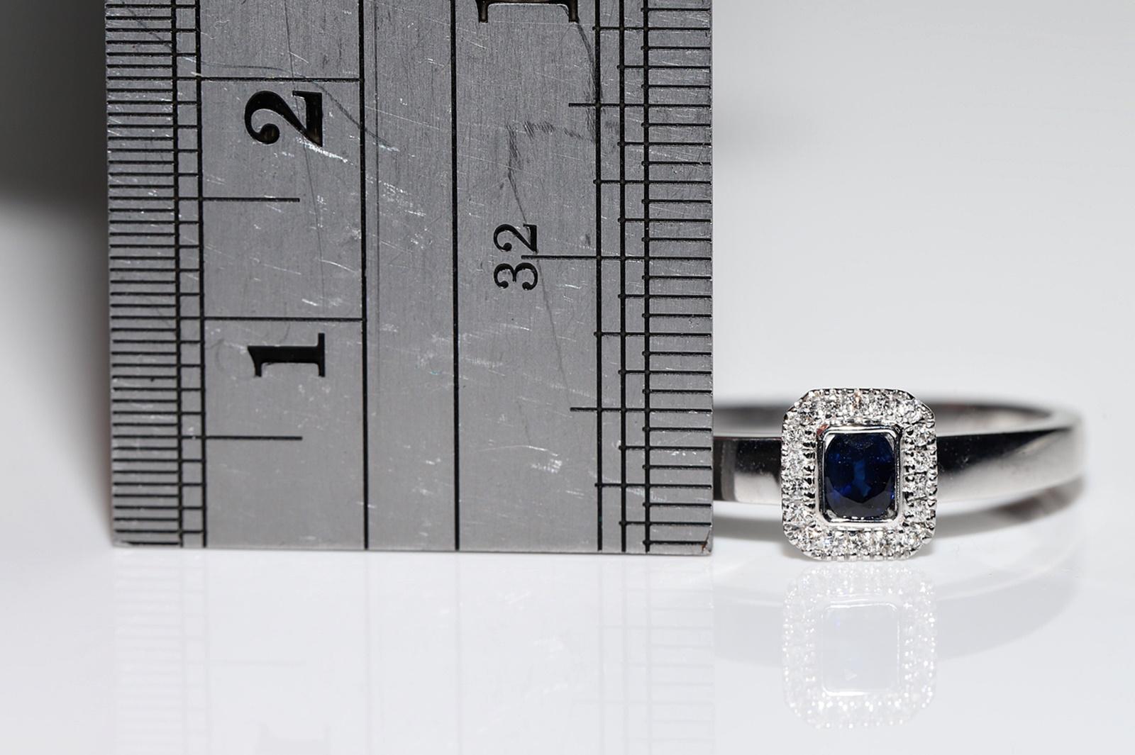 18 Karat Weißgold Dekorierter Ring mit natürlichem Diamant und Saphir im Angebot 7