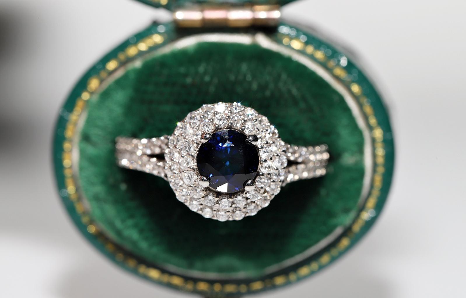 18k White Gold Natural Diamond And Sapphire Decorated Ring im Zustand „Gut“ im Angebot in Fatih/İstanbul, 34