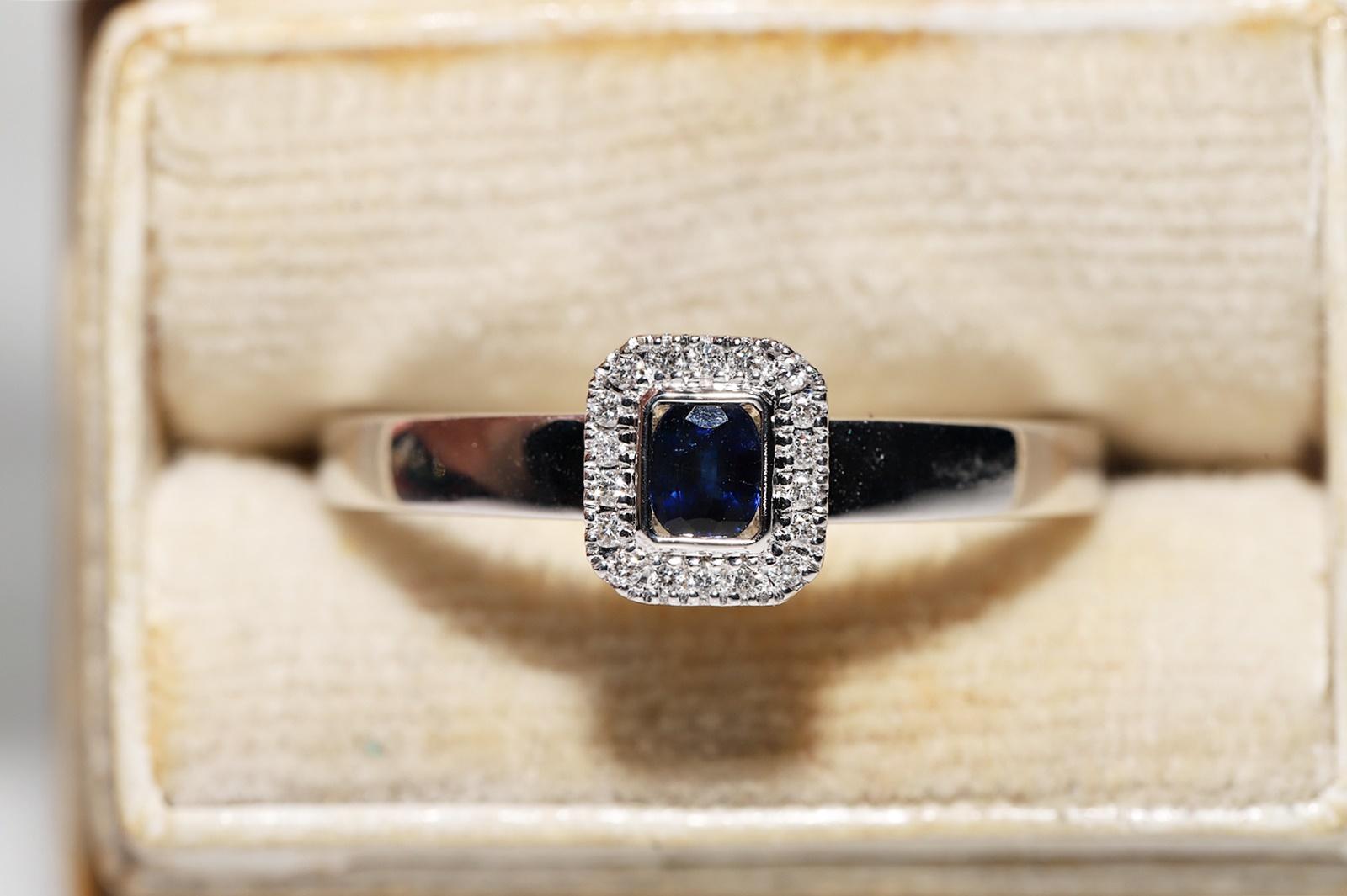18 Karat Weißgold Dekorierter Ring mit natürlichem Diamant und Saphir im Zustand „Gut“ im Angebot in Fatih/İstanbul, 34