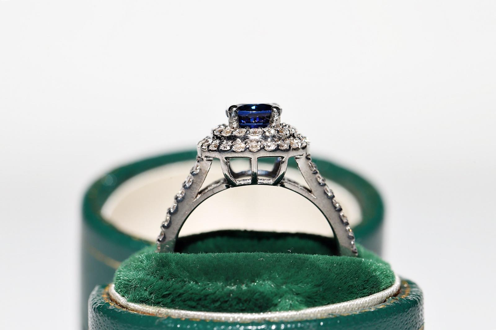 18k White Gold Natural Diamond And Sapphire Decorated Ring Damen im Angebot