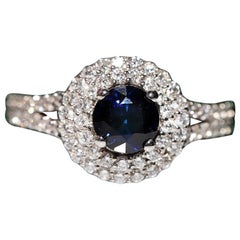 18k White Gold Natural Diamond And Sapphire Decorated Ring
