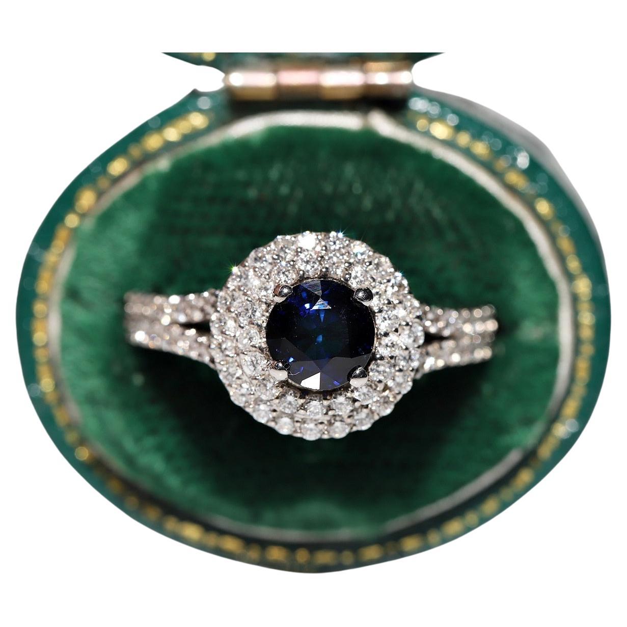 18k White Gold Natural Diamond And Sapphire Decorated Ring  For Sale