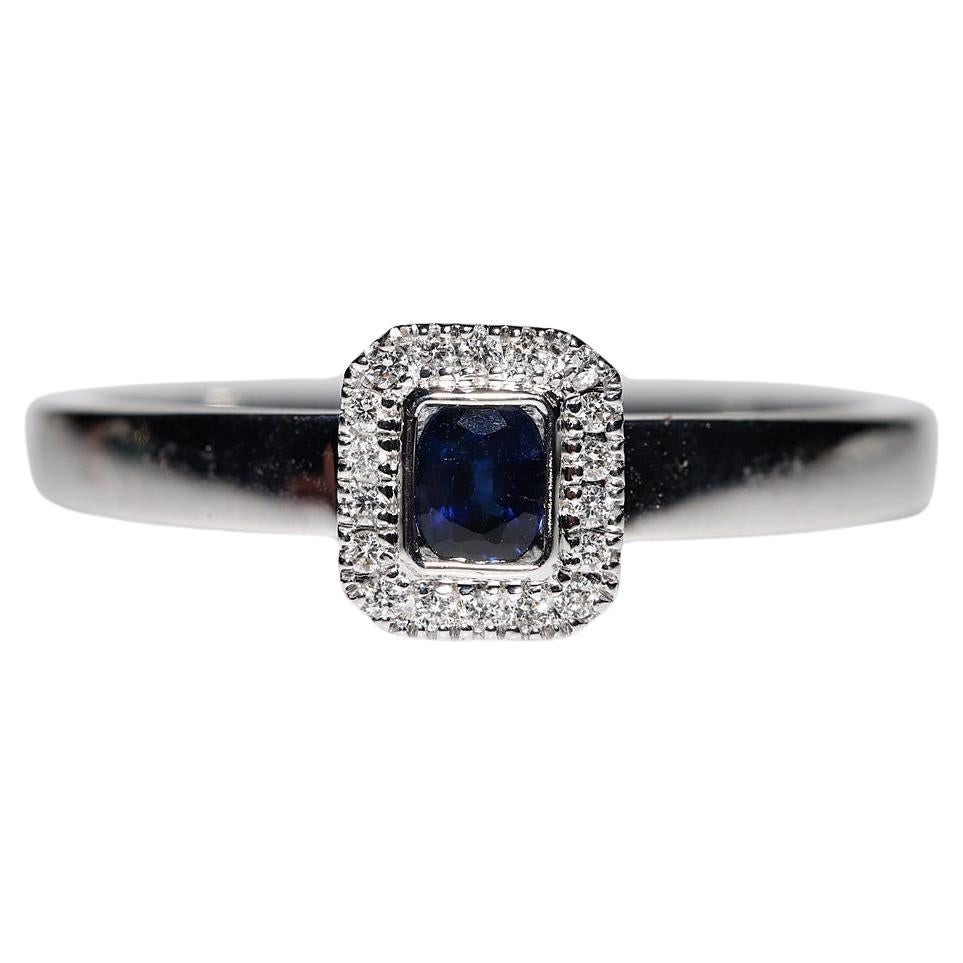 18k White Gold Natural Diamond And Sapphire Decorated Ring  For Sale