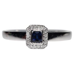 18k White Gold Natural Diamond And Sapphire Decorated Ring 
