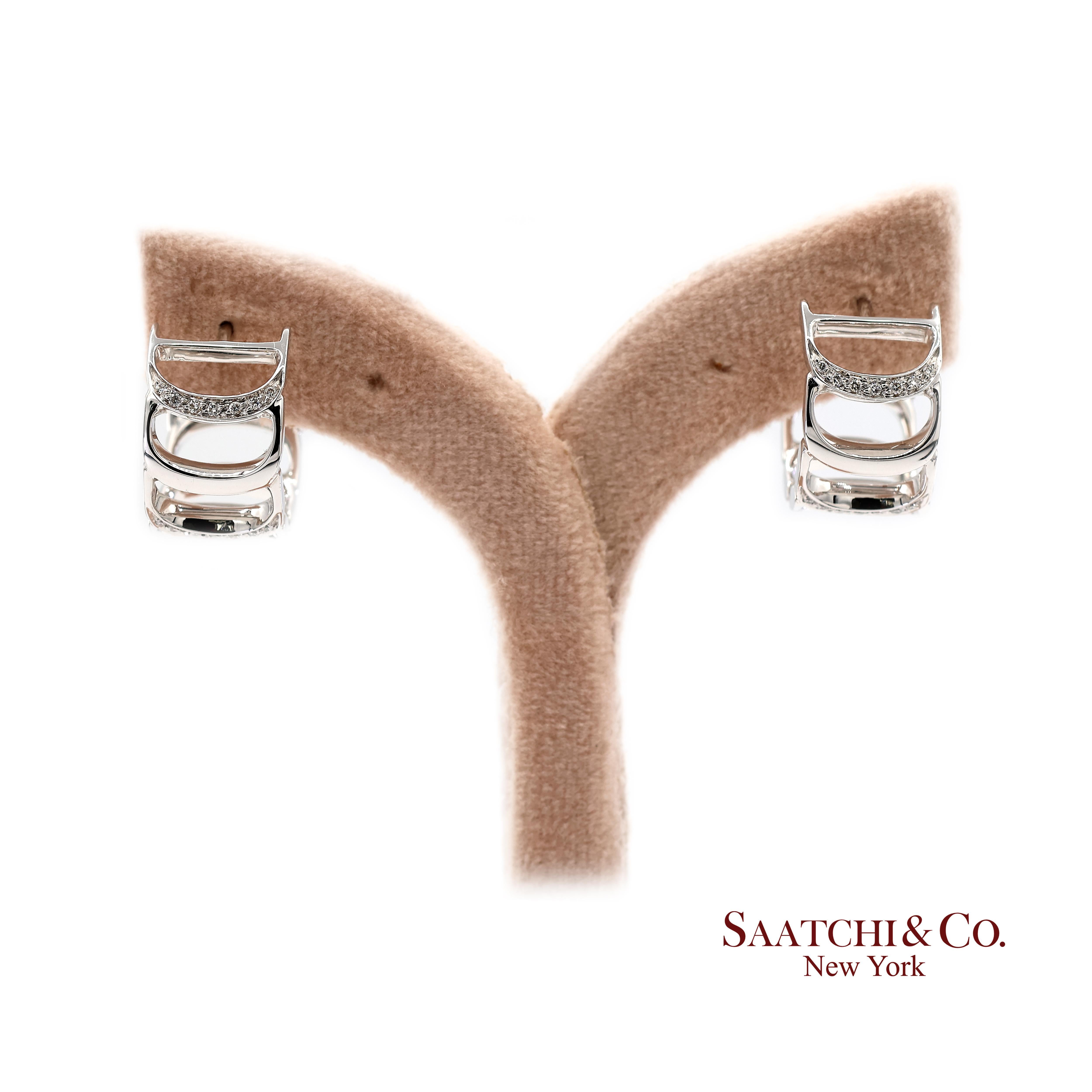Boucles d'oreilles Damiani en or blanc 18 carats avec diamant naturel authentique en vente 8