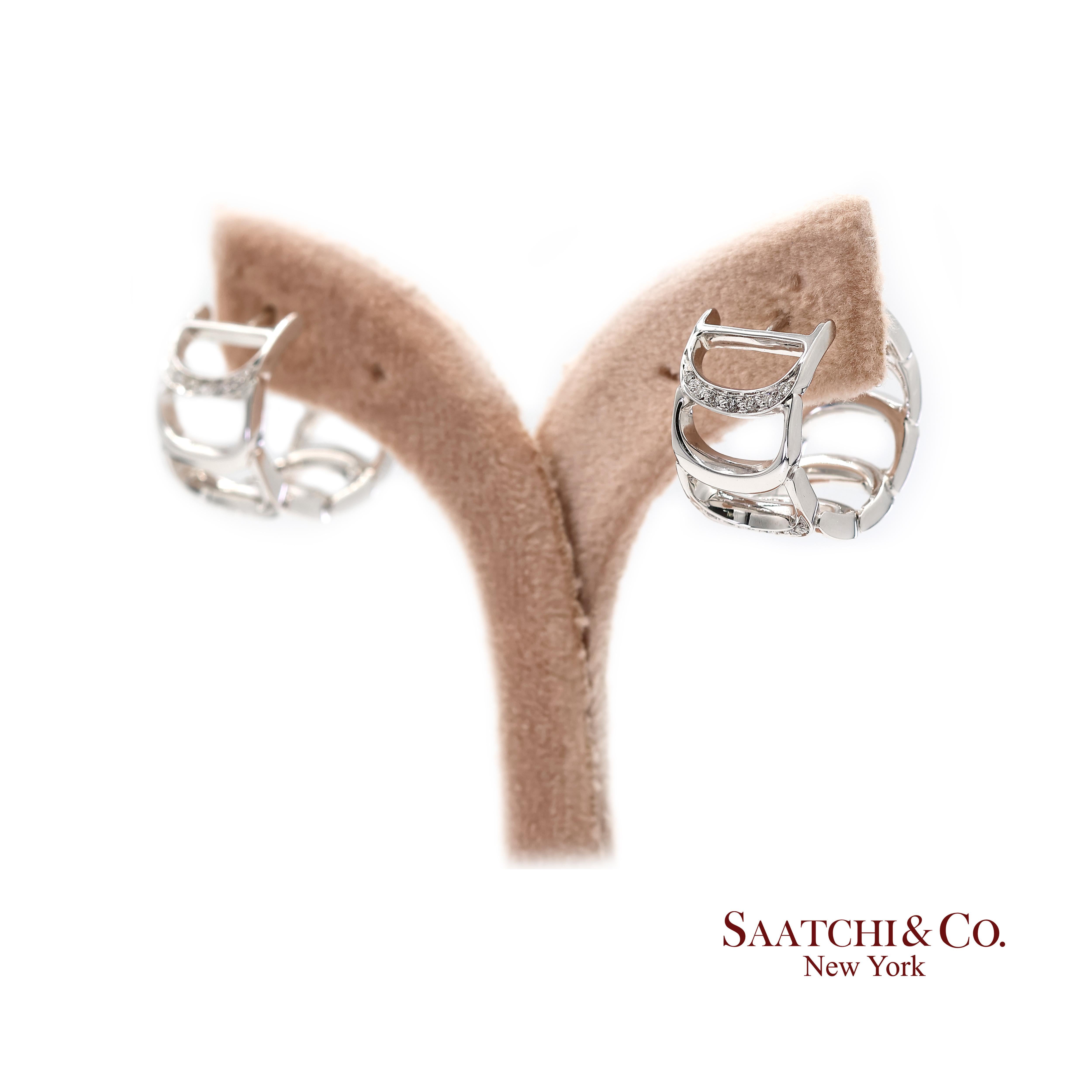 Boucles d'oreilles Damiani en or blanc 18 carats avec diamant naturel authentique en vente 9