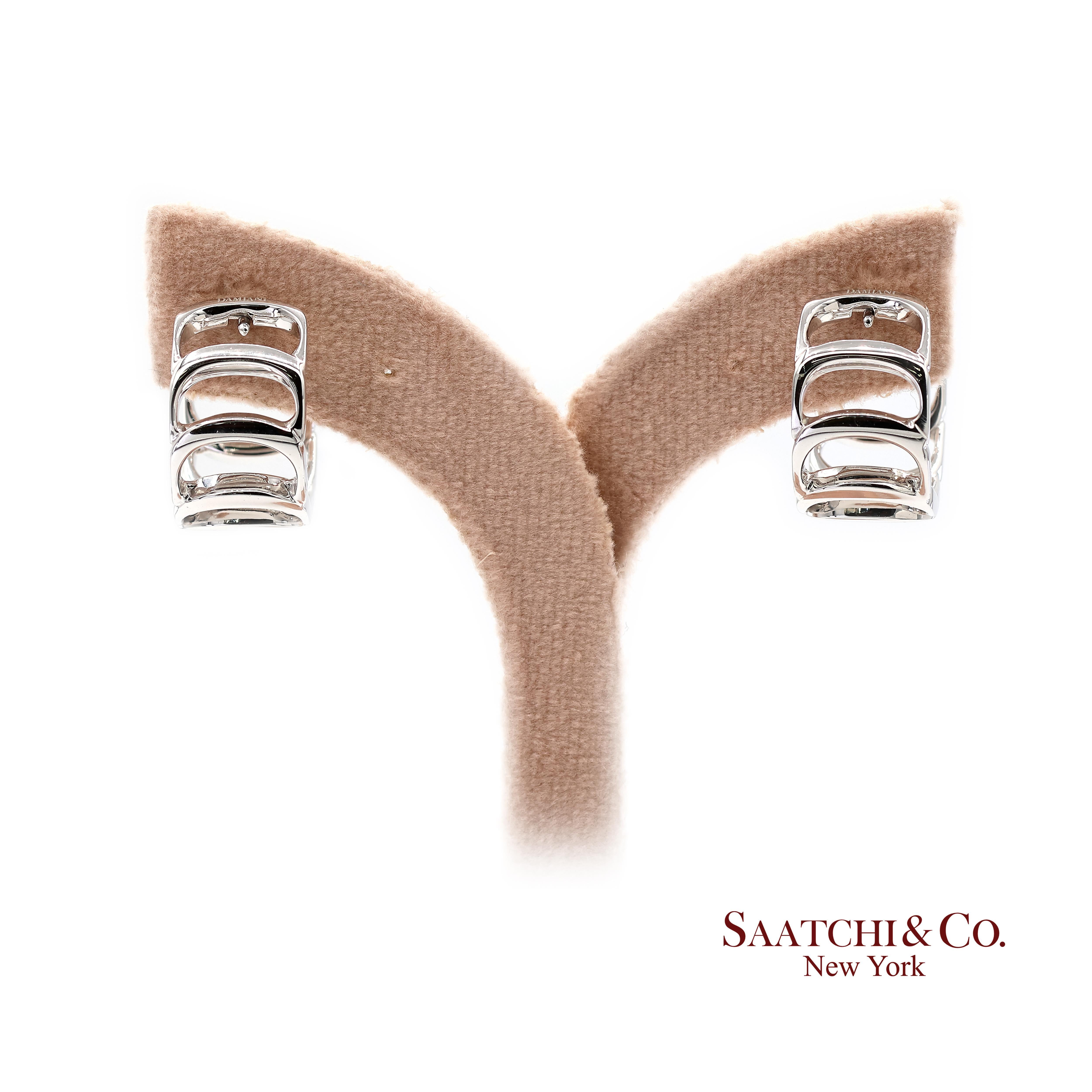 Boucles d'oreilles Damiani en or blanc 18 carats avec diamant naturel authentique en vente 11