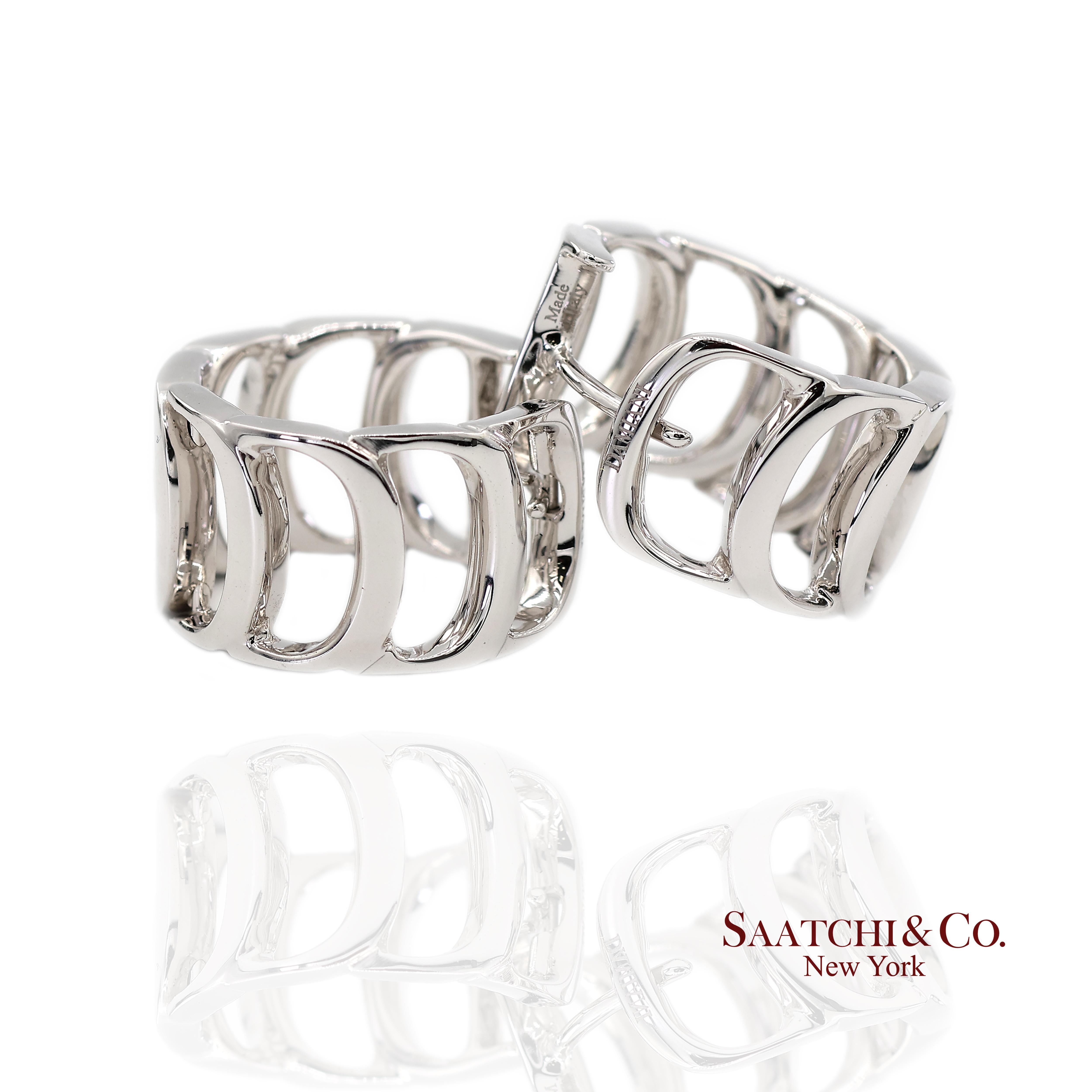 Boucles d'oreilles Damiani en or blanc 18 carats avec diamant naturel authentique Neuf - En vente à New York, NY