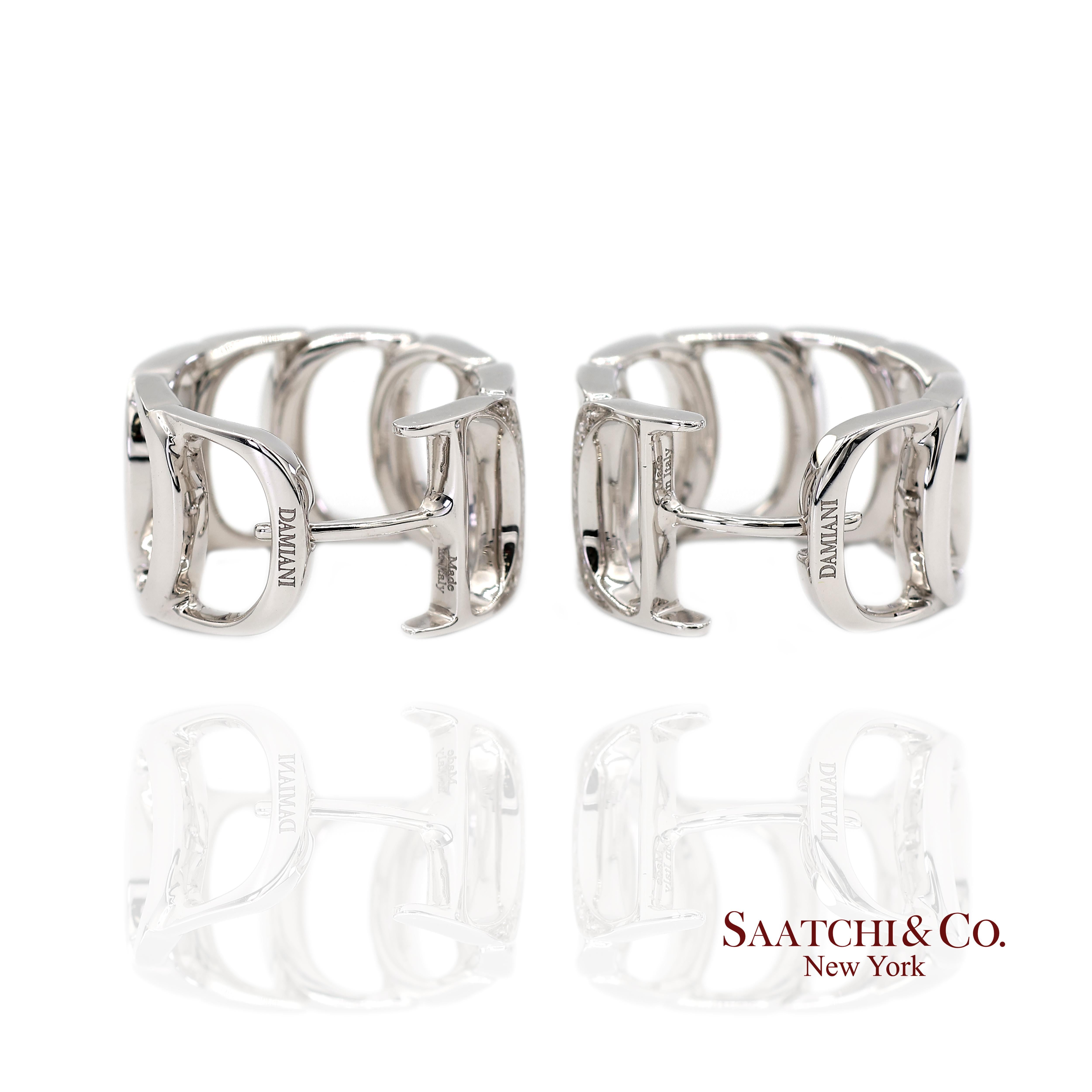 Boucles d'oreilles Damiani en or blanc 18 carats avec diamant naturel authentique Pour femmes en vente