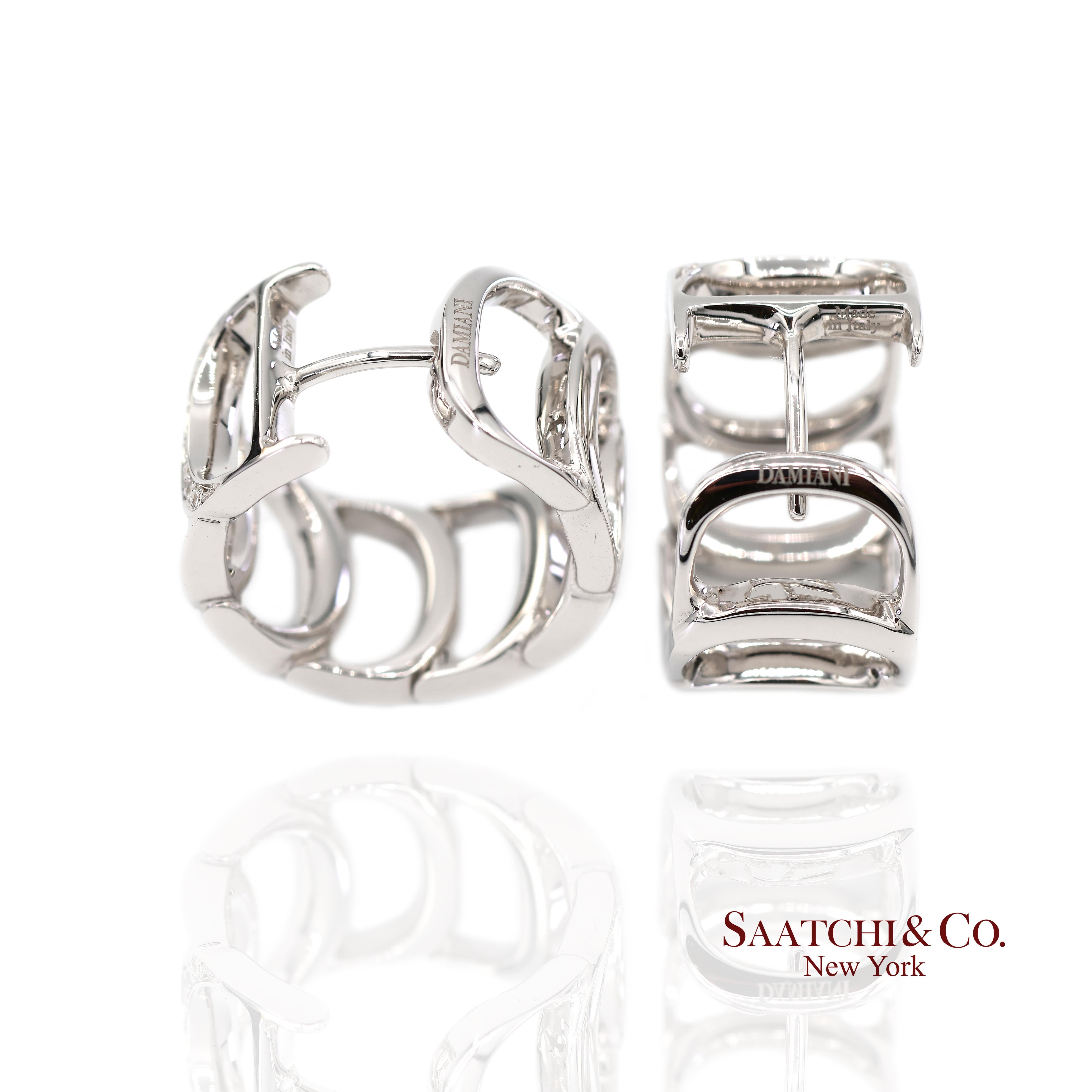Boucles d'oreilles Damiani en or blanc 18 carats avec diamant naturel authentique en vente 1