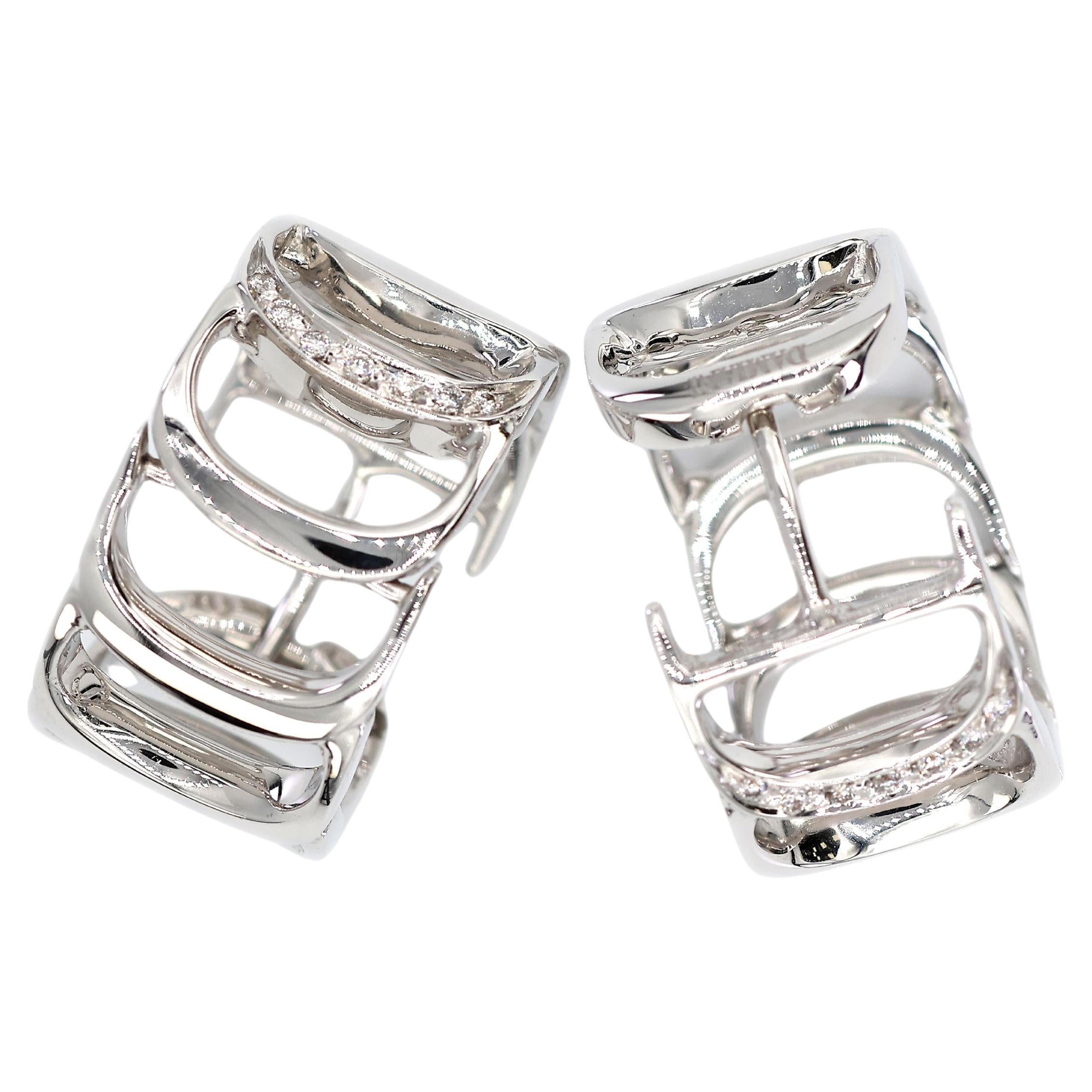 Boucles d'oreilles Damiani en or blanc 18 carats avec diamant naturel authentique en vente