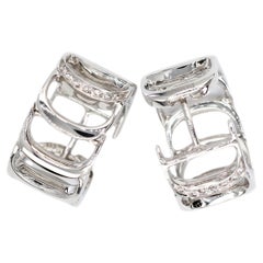 Boucles d'oreilles Damiani en or blanc 18 carats avec diamant naturel authentique
