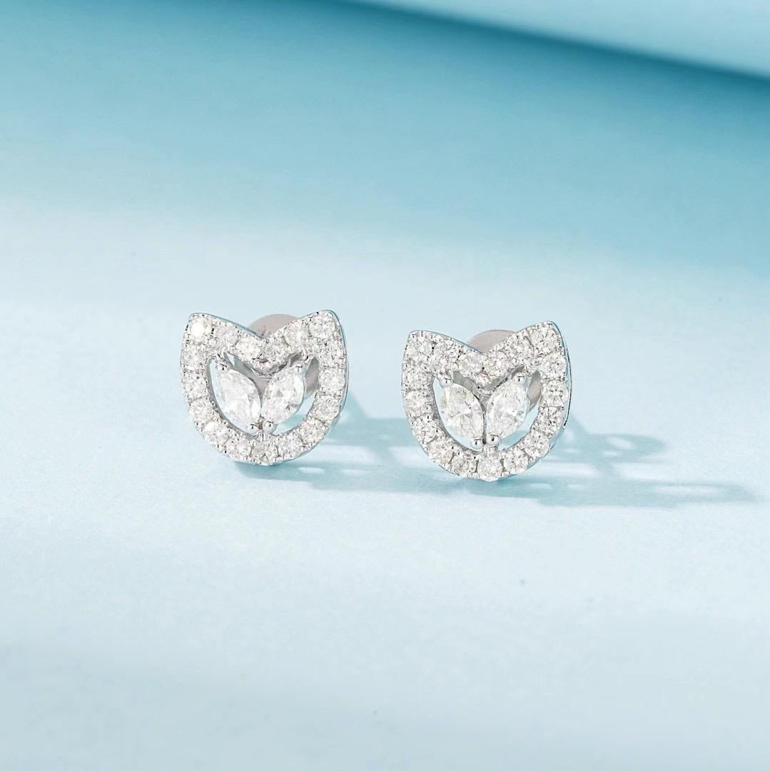 18K White Gold Natural Diamond Cat Shaped Stud Earrings

Diamonds - 0.16 CT
Diamonds - 0.24 CT
Total Weight - 1.53 GM