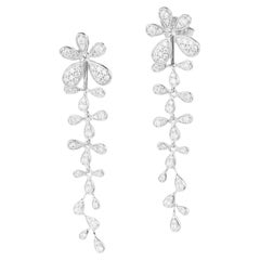 Pendientes Colgantes de Diamantes Naturales de Oro Blanco de 18 K