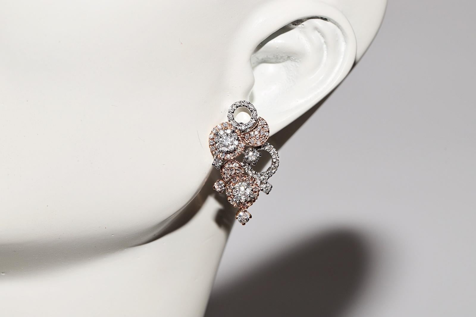 18 Karat Weißgold Natürlicher Diamant Dekorierter Tropfenohrring mit Diamanten im Angebot 6