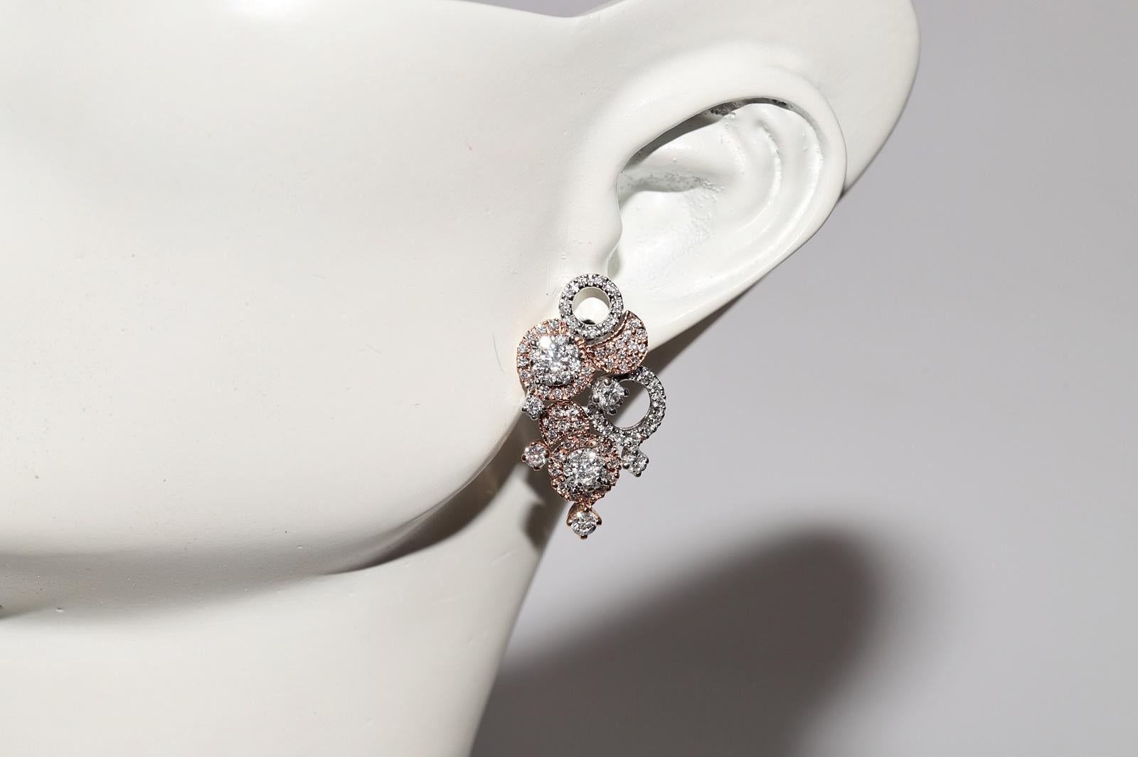 18 Karat Weißgold Natürlicher Diamant Dekorierter Tropfenohrring mit Diamanten im Angebot 8