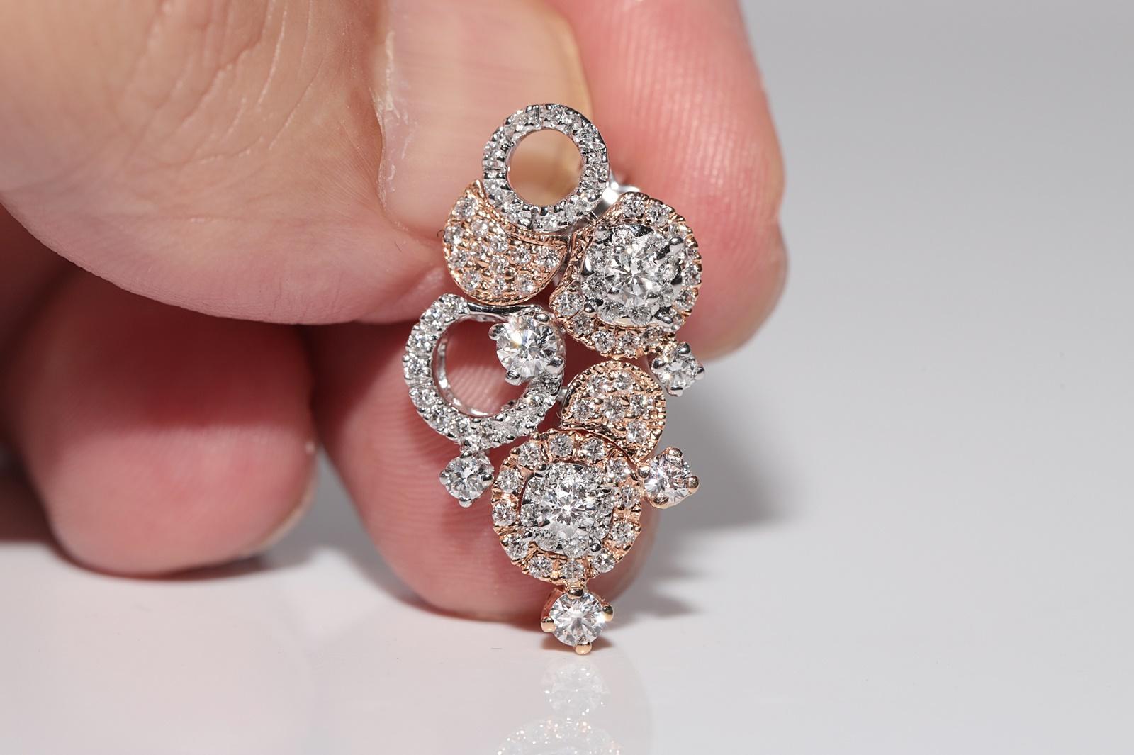 18 Karat Weißgold Natürlicher Diamant Dekorierter Tropfenohrring mit Diamanten im Zustand „Gut“ im Angebot in Fatih/İstanbul, 34