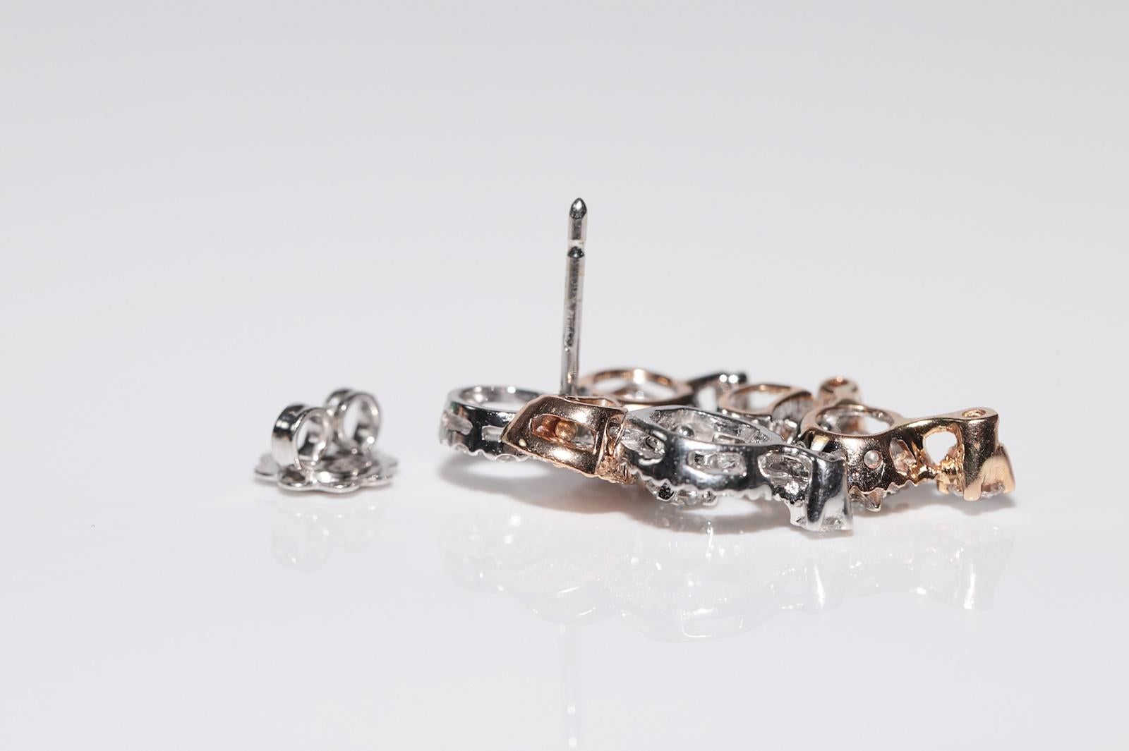 Orecchino a goccia decorato con diamanti naturali in oro bianco 18k in vendita 2