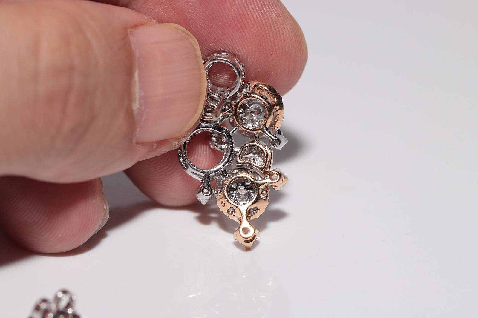 Orecchino a goccia decorato con diamanti naturali in oro bianco 18k in vendita 3